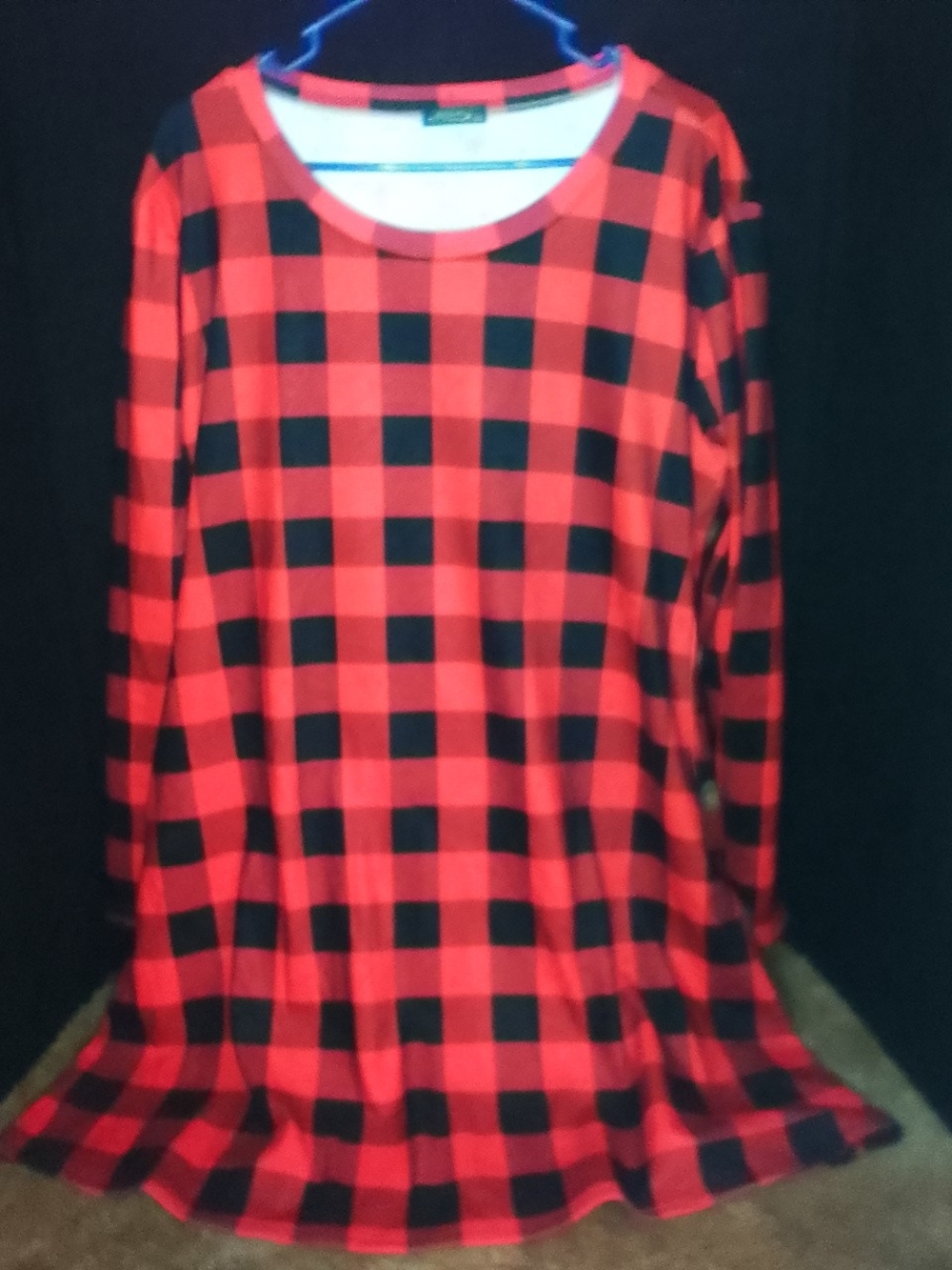 Red and Black Buffalo Plaid Woman's Plus Size Xxl Dress Top - Cozy Long Sleeve